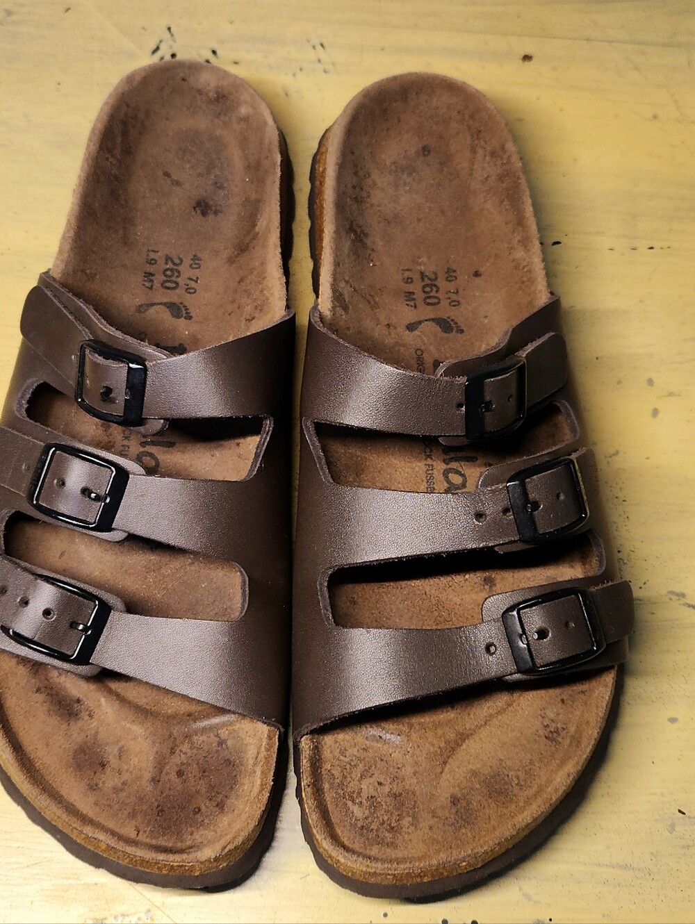 Betula by Birkenstock Three-Strap Brown Cork Sandals - Size 40 (Women's 9